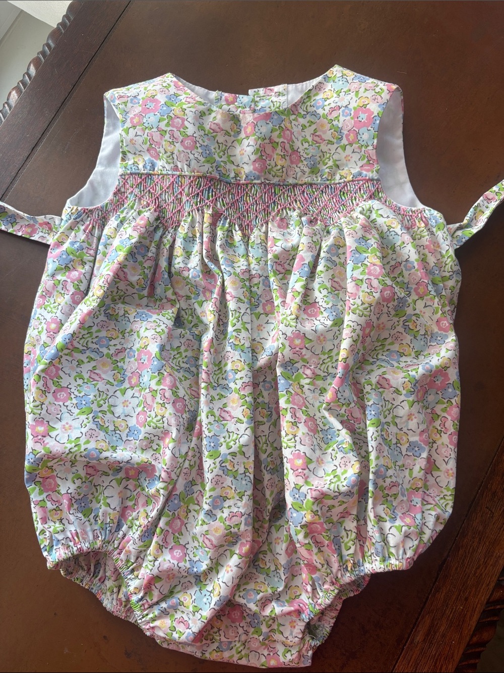 Little English Floral Smocked Bubble Romper - Pink, Blue, Green